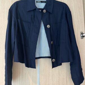 Zara Women's Dark Blue linen jacket